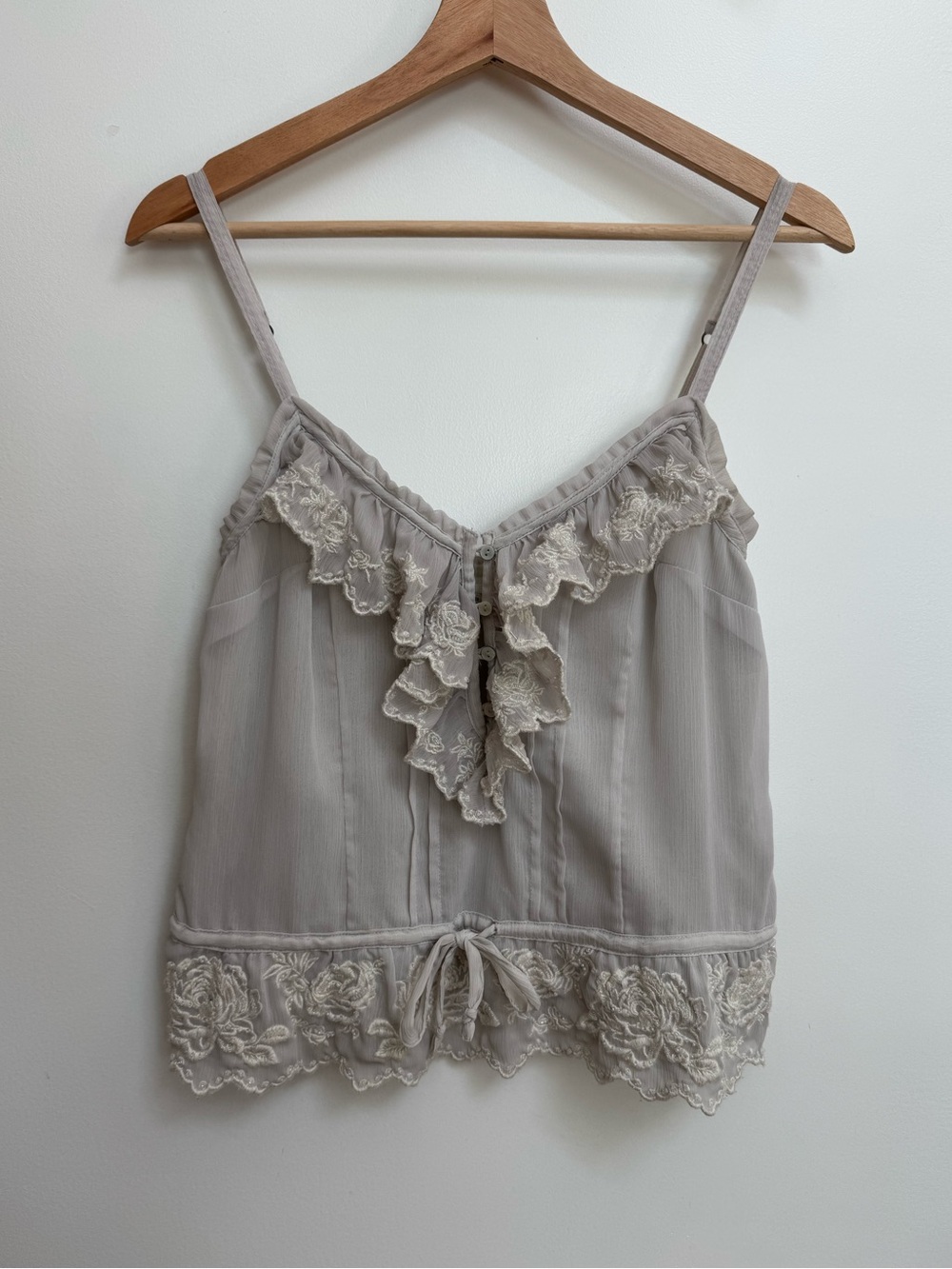 Abercrombie & Fitch Y2K Lace Trim Blouse Camisole Women Small Delicate Romantic